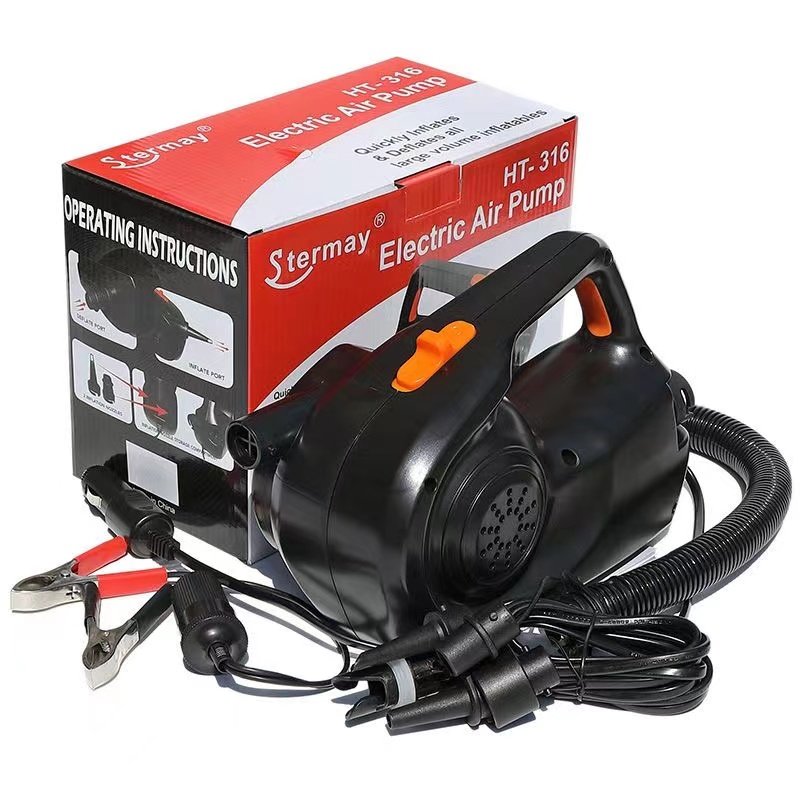 Inflatable Boat Electric Pump - HT-316 12V Car Battery Clamp 100W