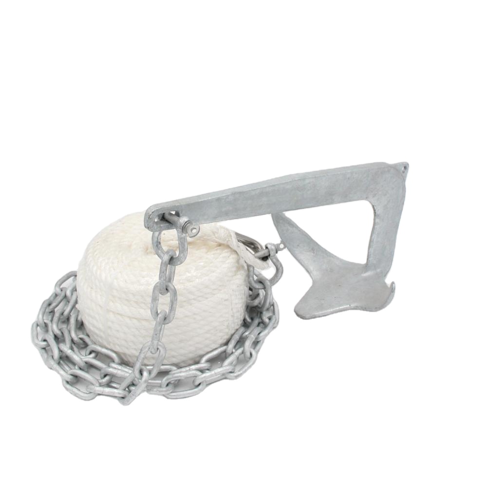 Boat Anchor Kit Galvanized - Bruce Anchor Kit with Rope and