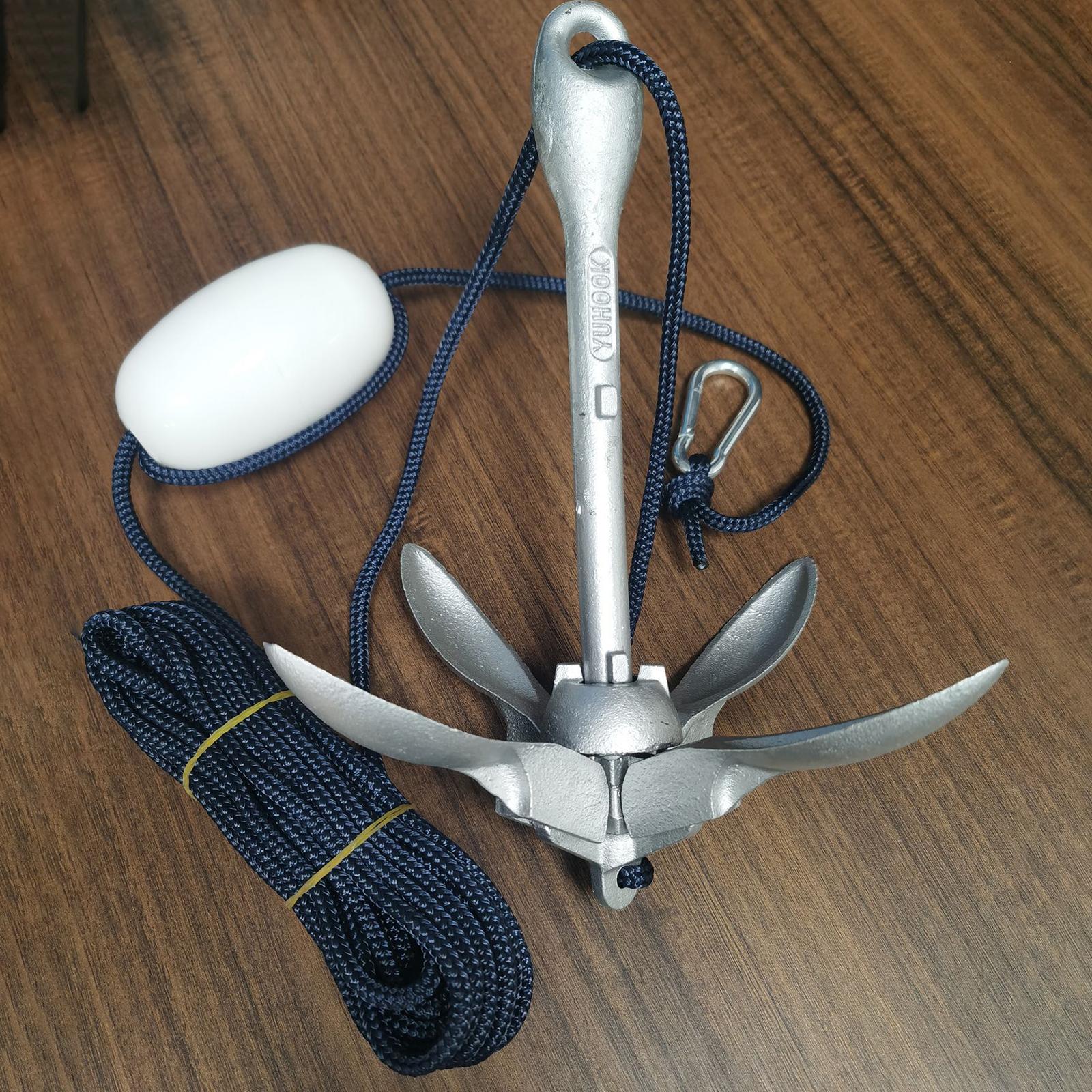 Boat Anchor Kit Galvanized - 3.5lb Boat Anchor Folding Grapnel Anchor