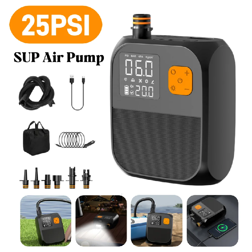 Inflatable Boat Electric Pump - 25PSI Electric SUP Inflation Pump 8000mAh
