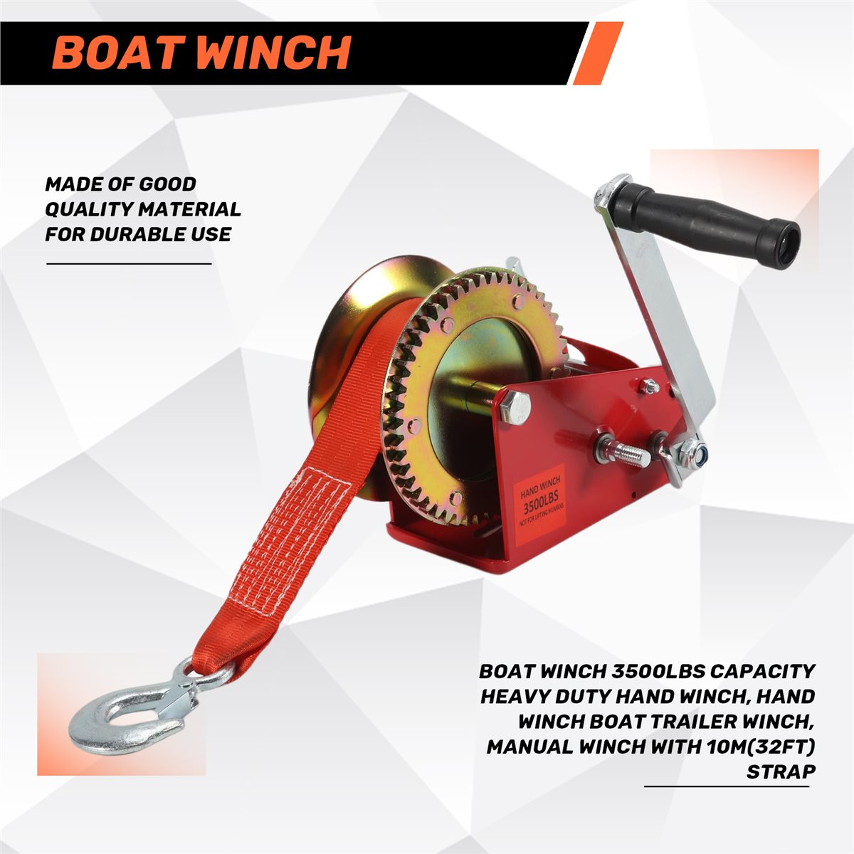 ABLK Boat Winch 3500Lbs Capaci - Boat Trailer Winch Strap recension och pris