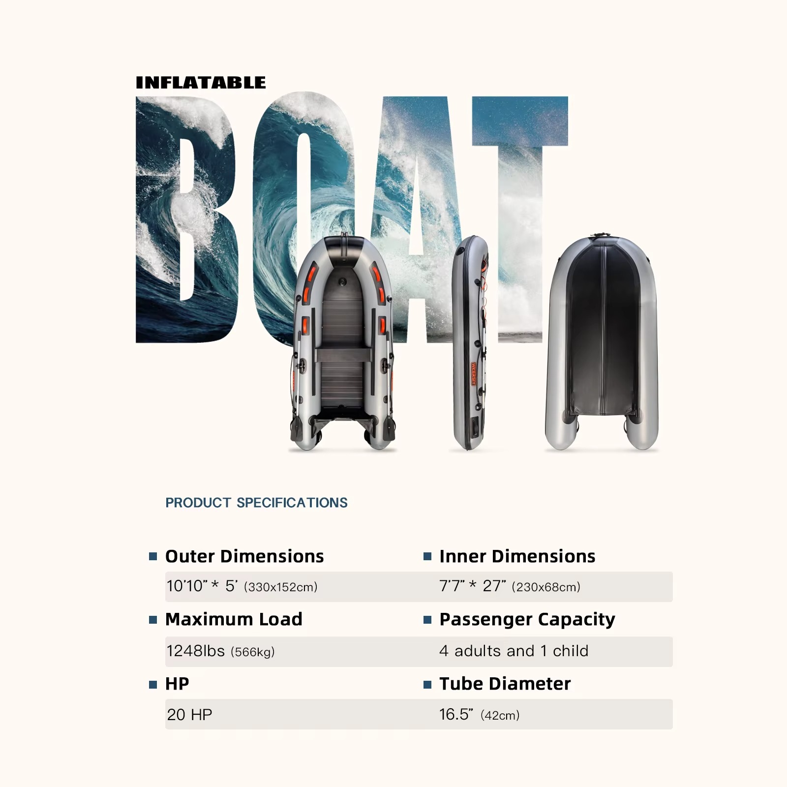 Sports 3.3m Aluminum Alloy PVC - Inflatable Boat 3.3M Pvc recension och pris