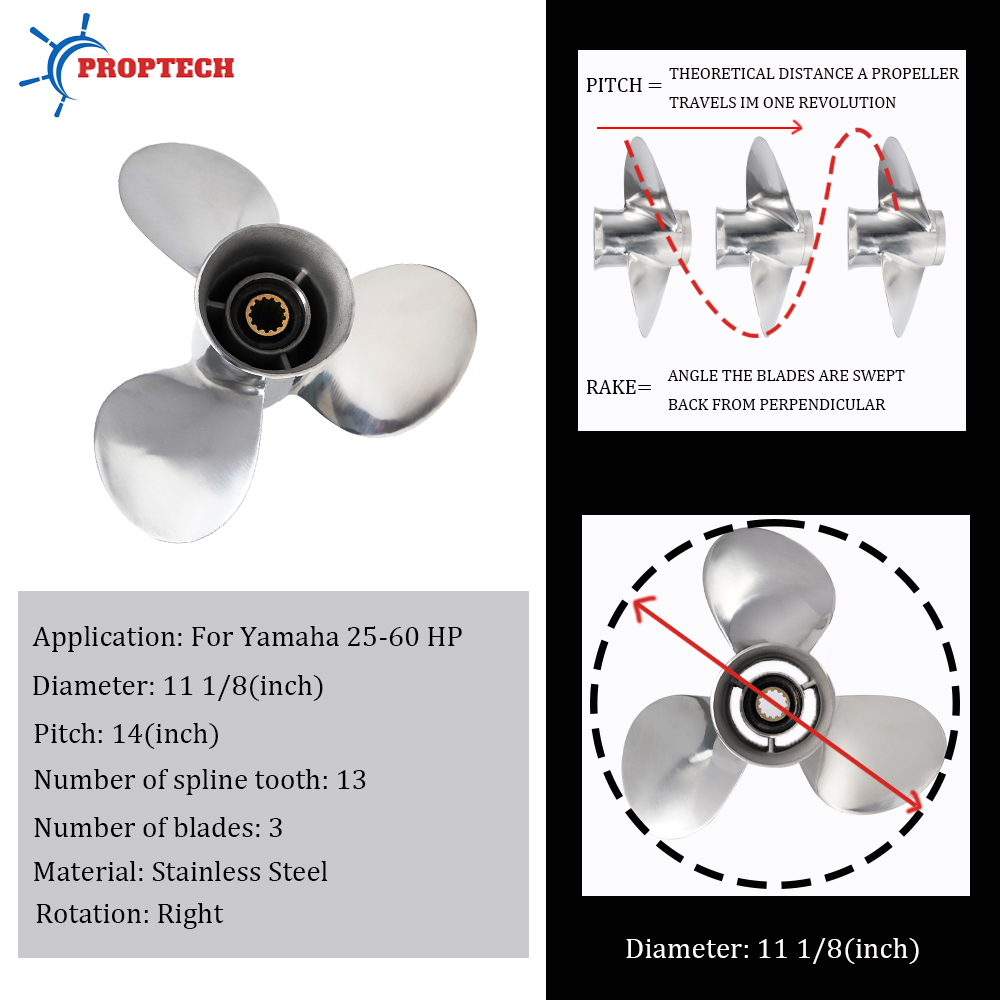 Boat Propeller 11 1/8x14 For Y - Outboard Motor Propeller Stainless recension och pris