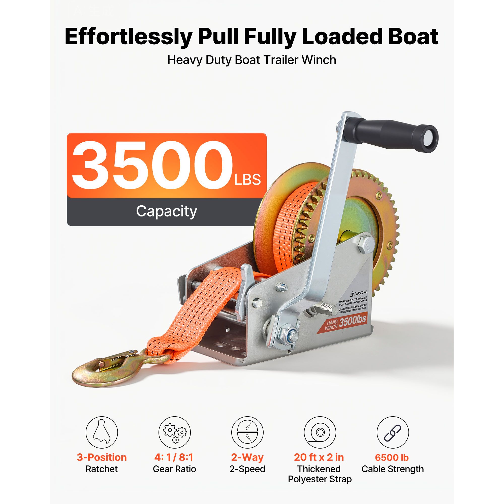 Boat Winch, 3500 lbs Hand Winc - Boat Trailer Winch Strap recension och pris