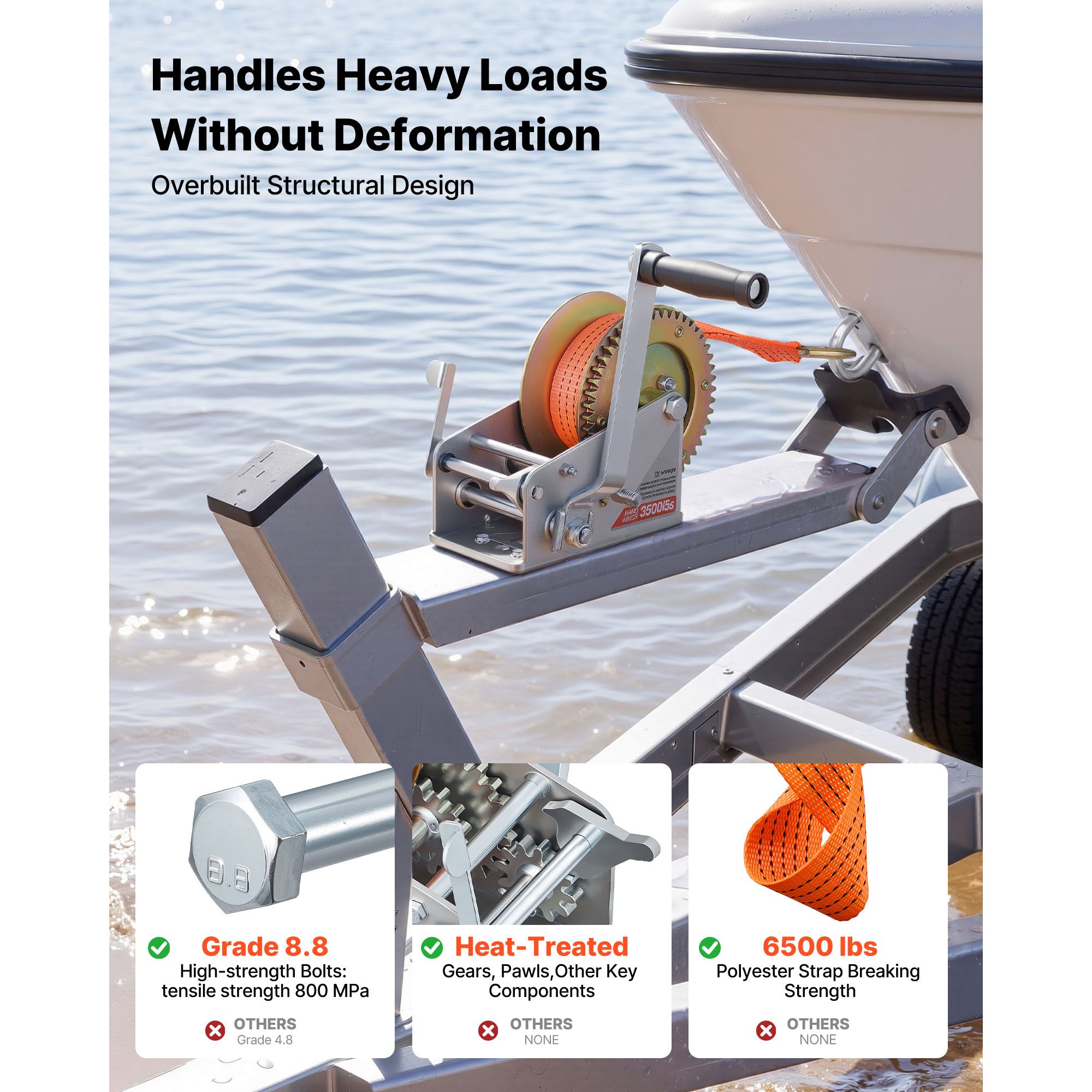 Boat Winch, 3500 lbs Hand Winc - Boat Trailer Winch Strap recension och pris